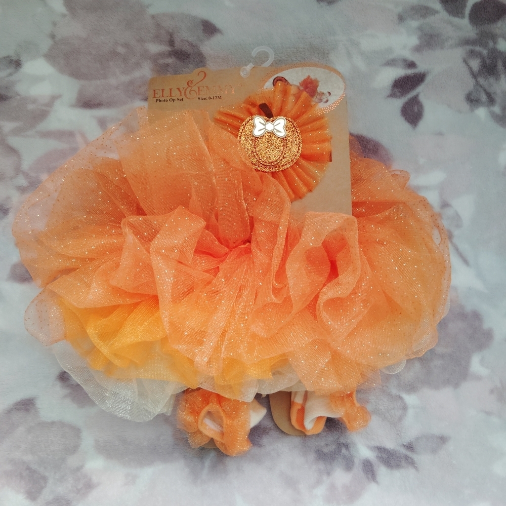 Elly & Emmy Baby Pumpkin Tutu Set